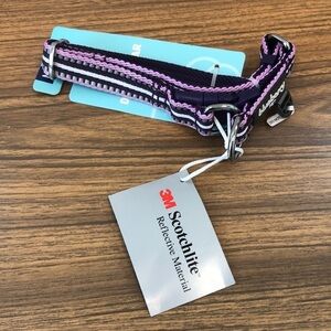 NWT Blueberry Pet Purple 3M Reflective Multi-colored Stripe Dog Collar Medium
